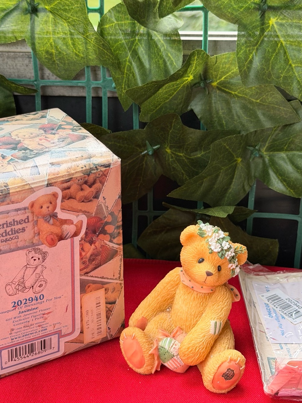 Cherished Teddies Jasmine Yellow Bear Figurine with Floral Headband